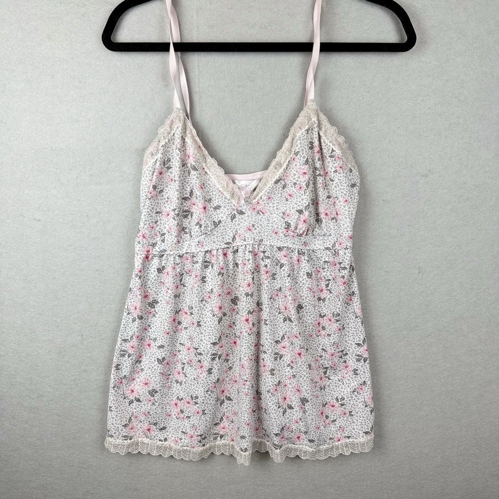 Y2K‎ Marilyn Monroe Cami Top XL Pink Floral Lace Trim Babydoll Fairy Festival